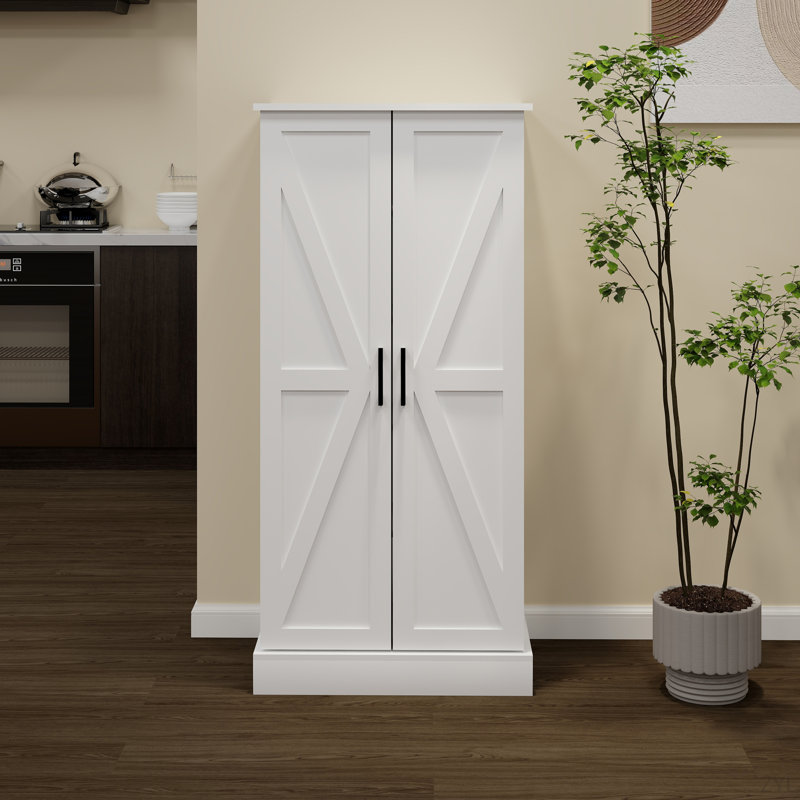 50" LED Kitchen Pantry Cabinet,Freestanding Buffet Cupboards Sideboard with 2 Doors with Racks
