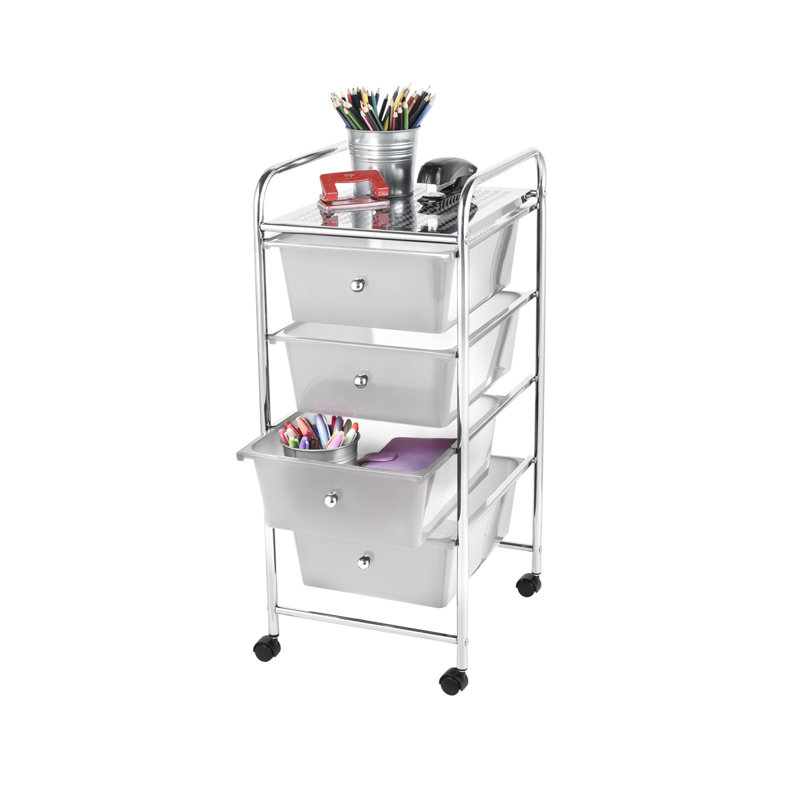Creel 76cm H x 32cm W Utility Cart with Wheels, White