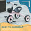 Tricycle pour enfants de 2 à 5 ans avec siège réglable, vélo pour tout-petits avec panier, sonnette, poignées de guidon, rose
