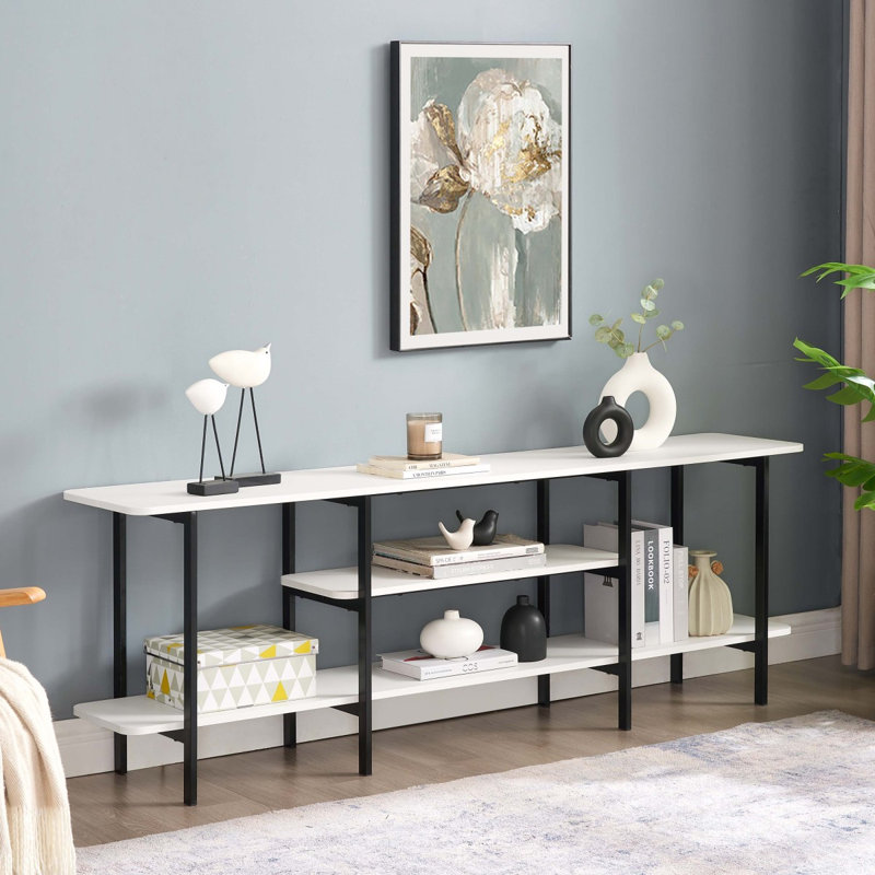 Console Celine 71 "en blanc (3 tablettes), Blanc