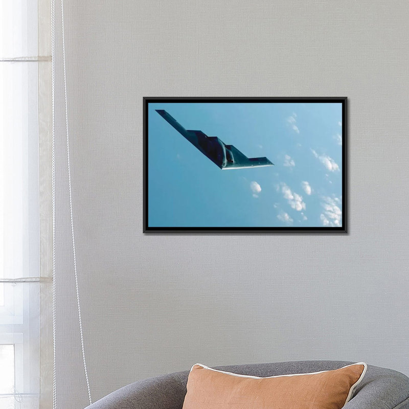 " B-2 Spirit " by Stocktrek Images, 18" H x 26" W x 1.5" D, Black Framed Canvas, No Mat