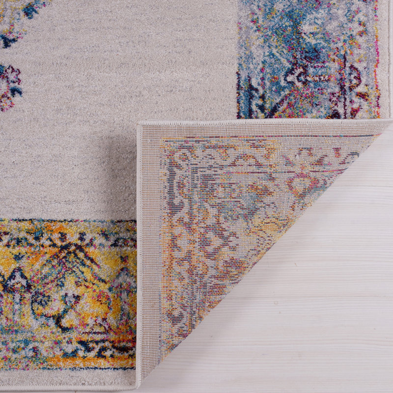 Tapis oriental rose / bleu / jaune SantaFe, Rectangle, de 3 pi 11 po x 5 pi 10 po