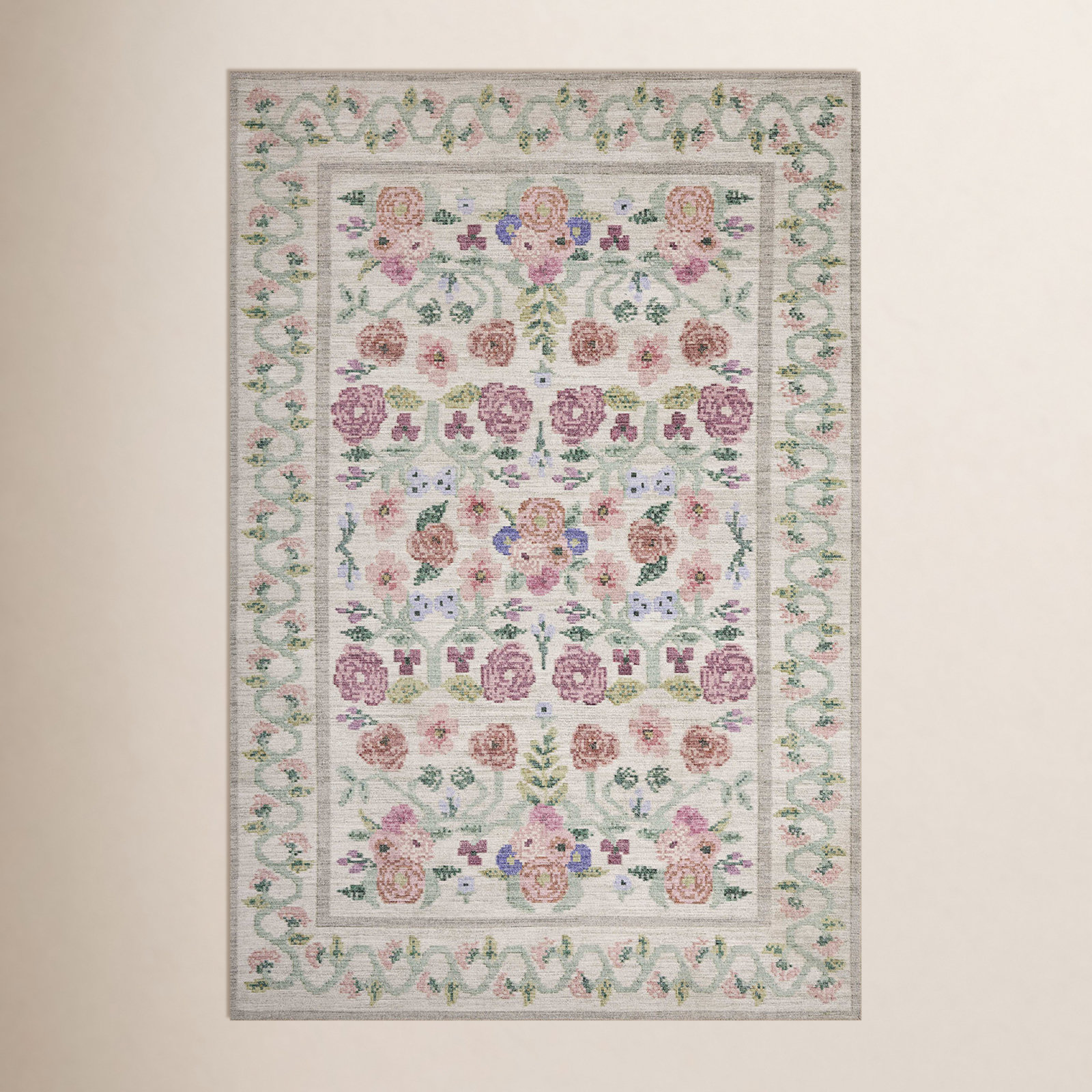 Rosa Rifle Paper Co. x Loloi Ivory Area Rug, Rectangle 2'3" x 3'9"