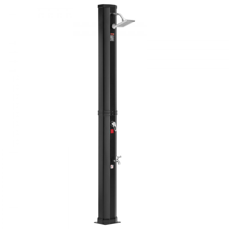 Tall Black Aluminum Outdoor Solar Heated Shower