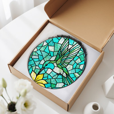 Panneau de vitrail 12 "H Hummingbird Flight