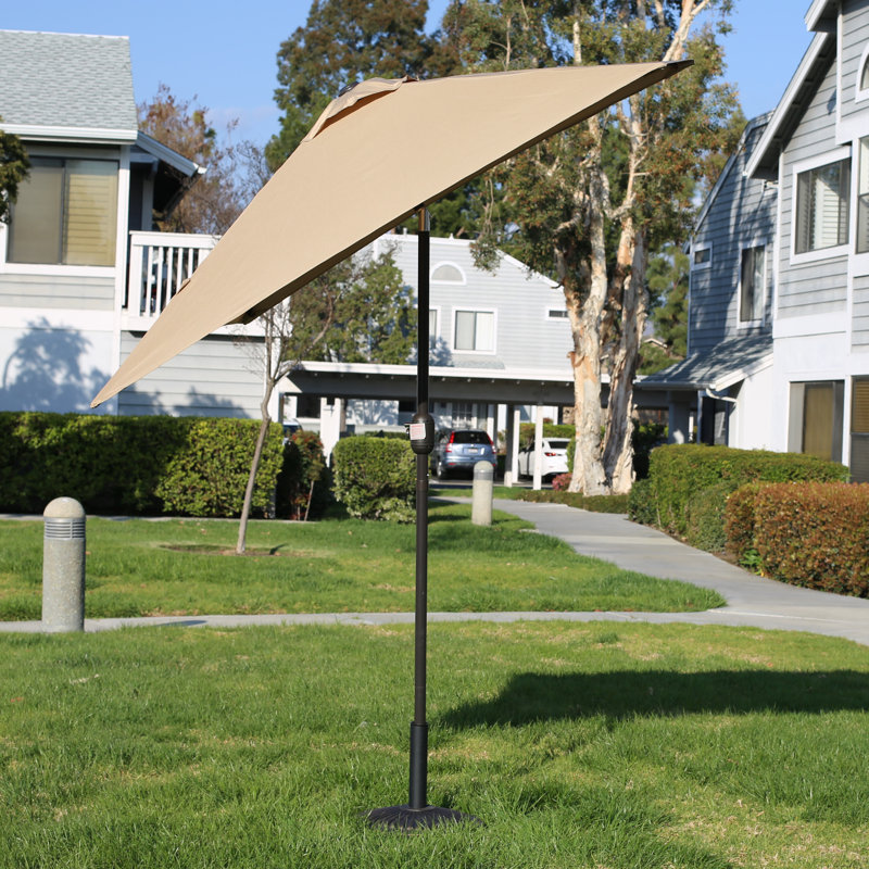 Parasol carré en polyester 78 po Marla, Brun clair, Bouton-poussoir
