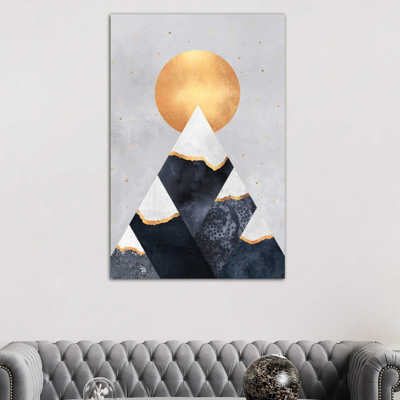 Winter Mountains - Print on Canvas, 152.5 cm H x 101.5 cm W, Black Framed