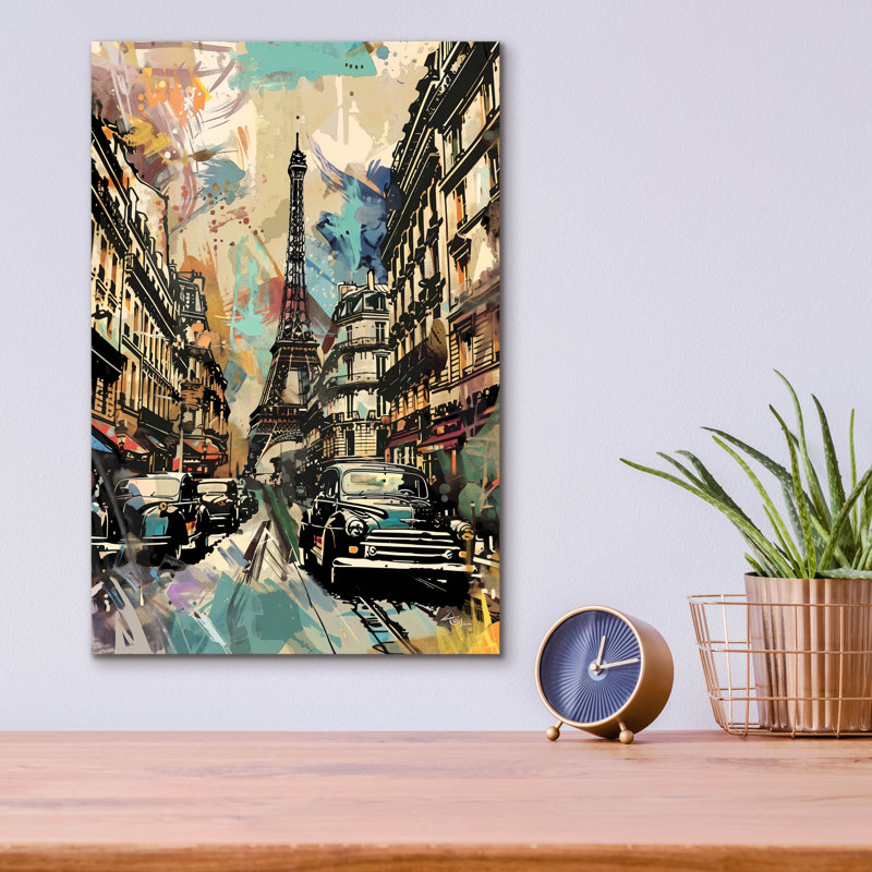 Art mural en verre épique «Paris Vintage» par Andreas Magnusson, H 16 po x l 12 po x P 0,13 po