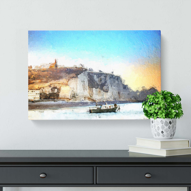 Boat Passing Beachy Head Cliffs Eastbourne - Wrapped Canvas, 50cm H x 76cm W x 3cm D