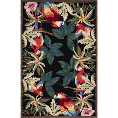 Tapis en laine crocheté à la main à motif floral Hogle