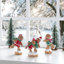 Décoration de table de Noël en résine représentant des bonshommes en pain d'épice skiant, 15 cm de hauteur