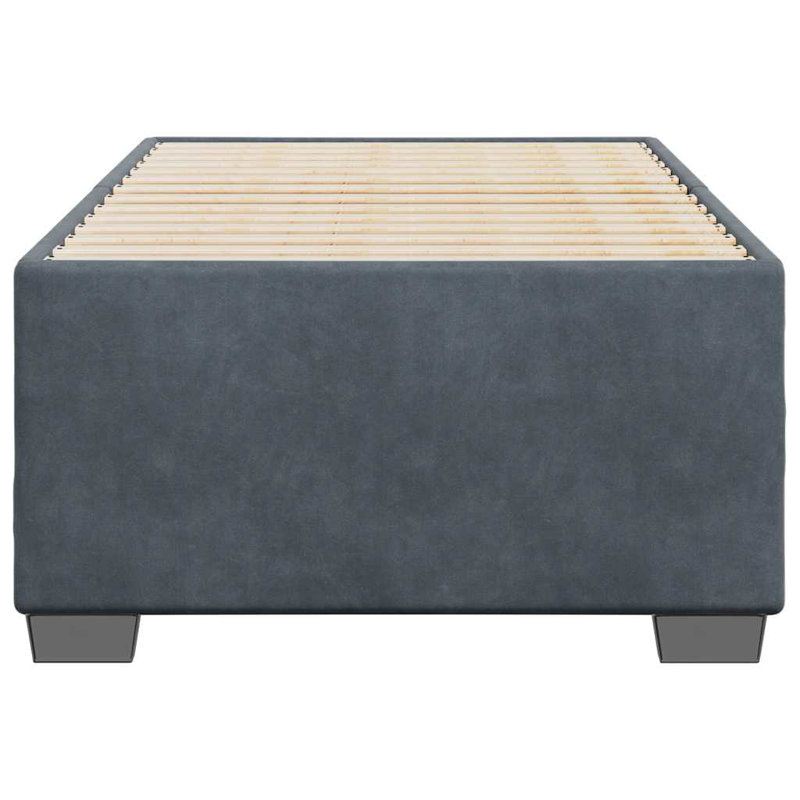 Ebern Designs Bed Frame Without Mattress  Twin XL Velvet, Dark Gray, Full