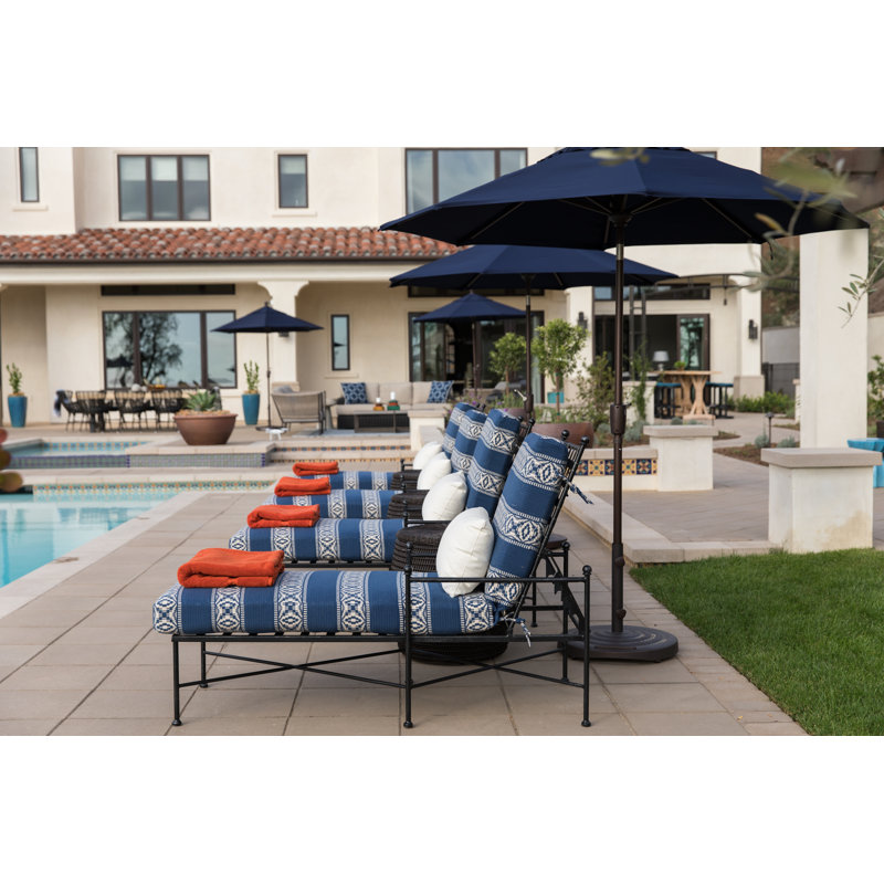 Lucier 80'' Long Reclining Single Chaise Sunbwith Cushions, Canvas Flax Sunbrella® Canvas