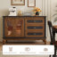 47.24" Modern Retro Solid Wood Sideboard with Butterfly Glass Doors & Large-Capacity Drawers, Simple Style Cabinet for Living Room & Entryway