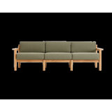 Haven Teak Outdoor Sofa With Sunbrella Cushions And Wooden Armrest In Canvas