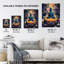 Wall Art Print Buddha in Lotus Flower Nirvana Concept Art Blue Floral Psychedelic Painting Poster