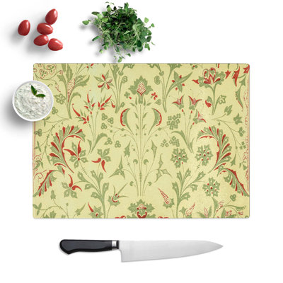 Tempered Glass an Floral Illustration Chopping Board