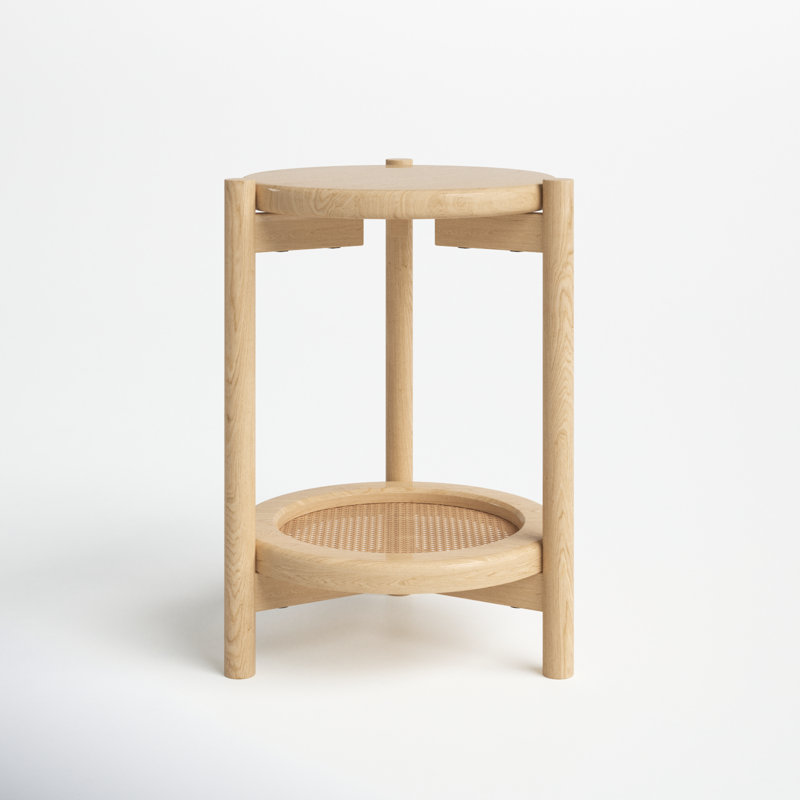 Hedda Natural Wood/Rattan 20"H Side Decorative and Useful Table with Mango Wood, MDF, and Rattan Construction for Stylish and Practical Storage Accent Furniture
