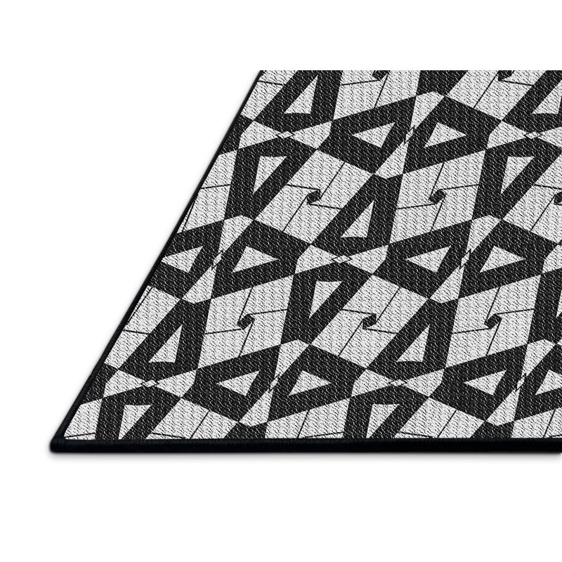 Tapis décoratif géométrique noir Rothenberg, Rectangle 6 pi x 9 pi