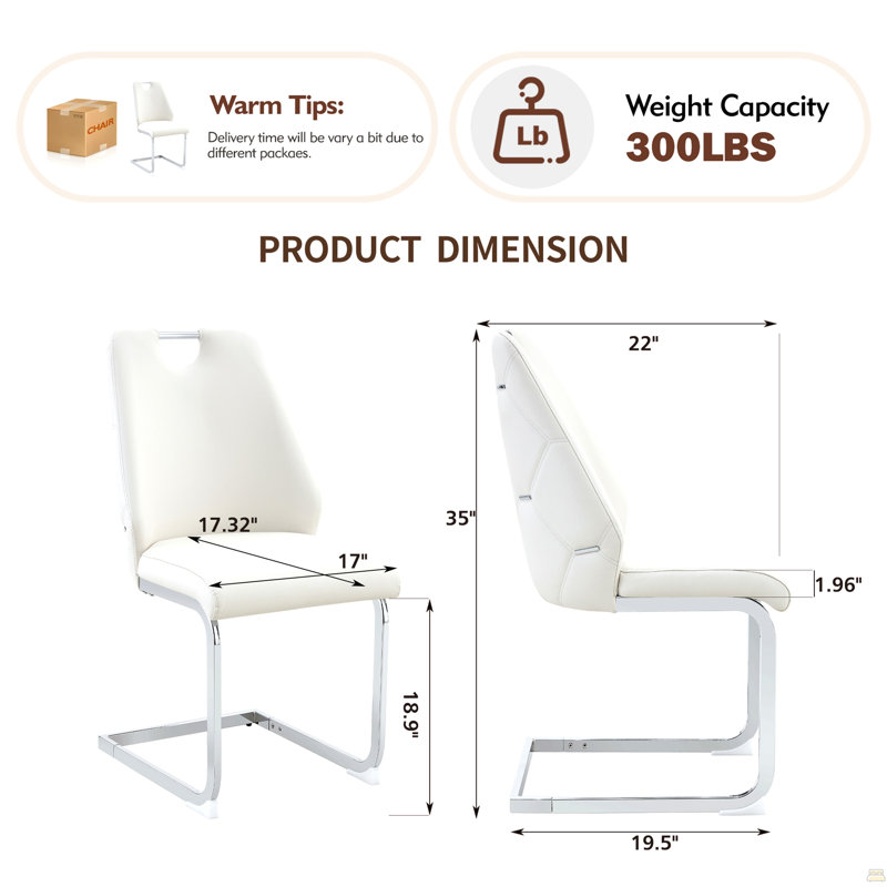 Ensemble de 4 chaises de salle à manger en similicuir, 4, Blanc