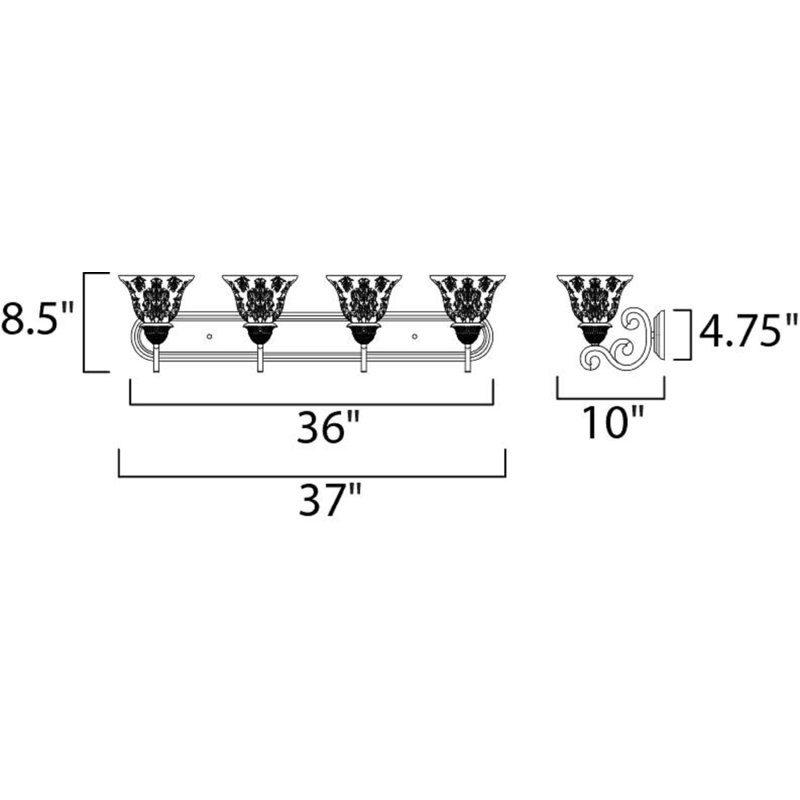 Hopson 4 - Light Dimmable Vanity Light, Screen Amber