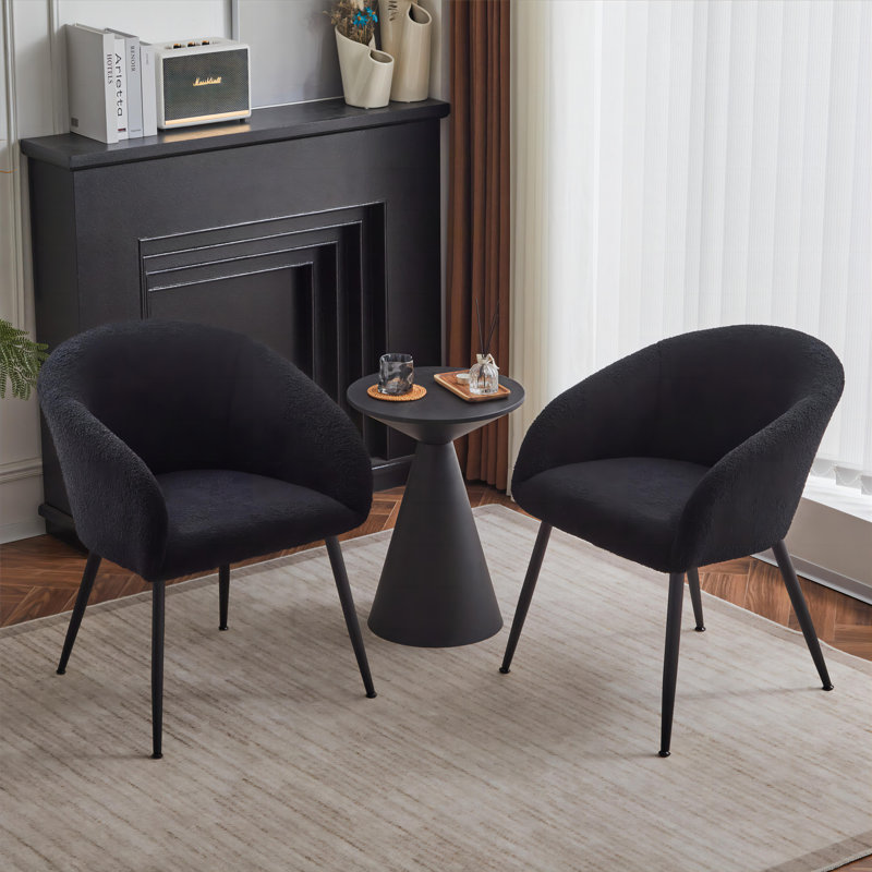Joshpal 24.5” occasional chair, Bouclé noir, Noir
