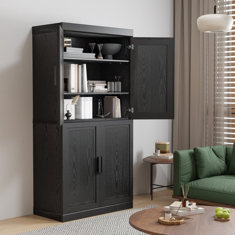 Bonie 62" Book Cabinet Storage Bookcase, Black