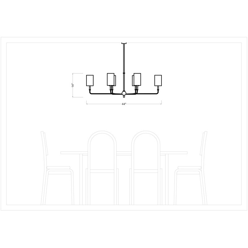 Lustre linéaire à six lumières Rowley, Nickel brossé