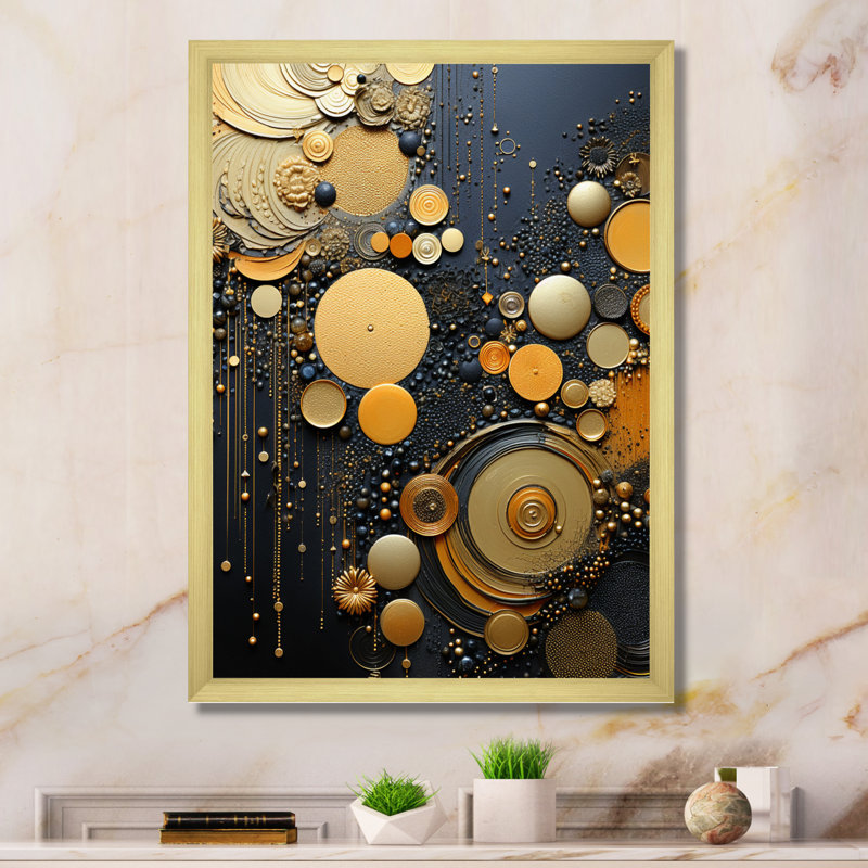 Impression sur toile «Gold», Encadrement doré, H 20 po x l 12 po x P 1 po
