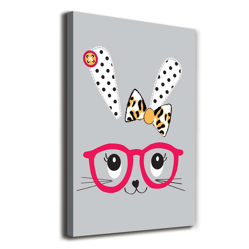 Rabbit With Glasses - Wrapped Canvas Print