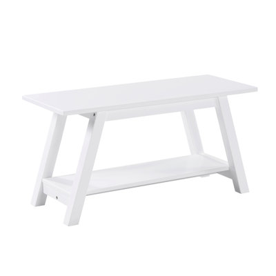 Elyz Solid Wood Bench With Shelf, 36.10-Inch Long