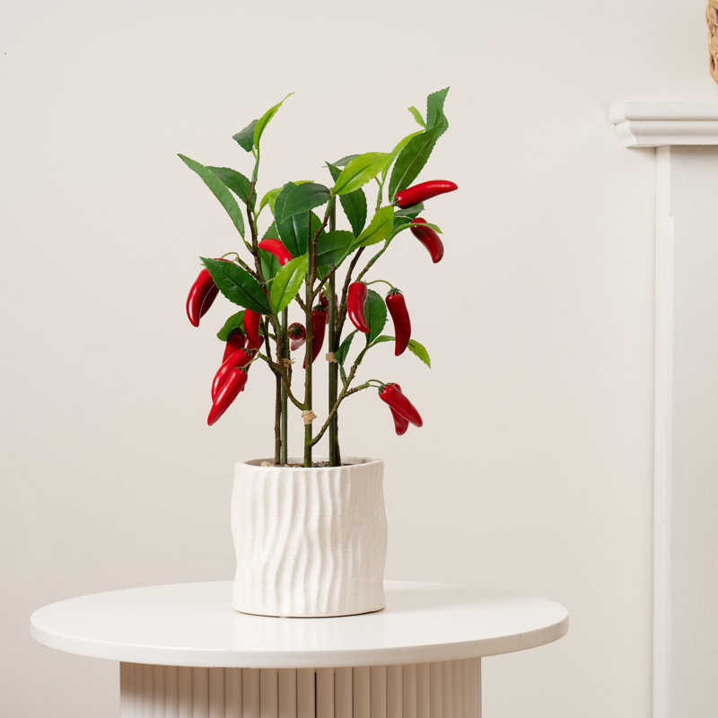 49cm Faux Chilli Plant in Ceramic Pot