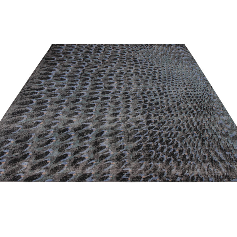 Distressed Homage Hand Knotted Wool Geometric Area Rug, Rectangle 8' x 10'