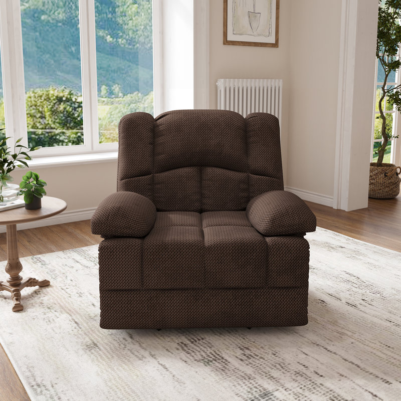 Fauteuil inclinable rembourré de 40,1 po de largeur Catherne, Velours café performance