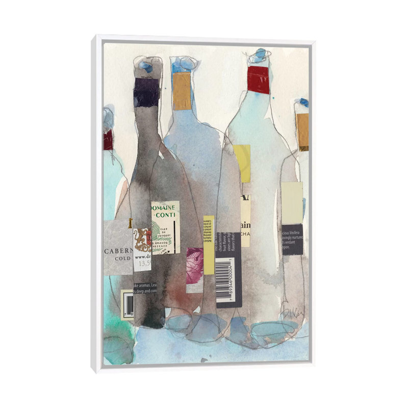 The Wine Bottles III - reproduction d'art murale - toile encadrée, H 40 po x l 26 po, Blanc