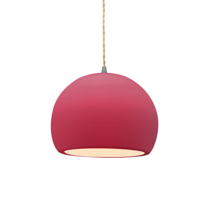Luminaire suspendu à 1 lumière Aschwin, H 6 po x l 7 po x P 7 po, Cerise, Nickel brossé