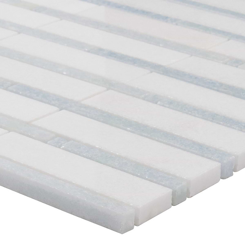 Rattan 1x4 Polished Thassos Marble Mosaic Tile