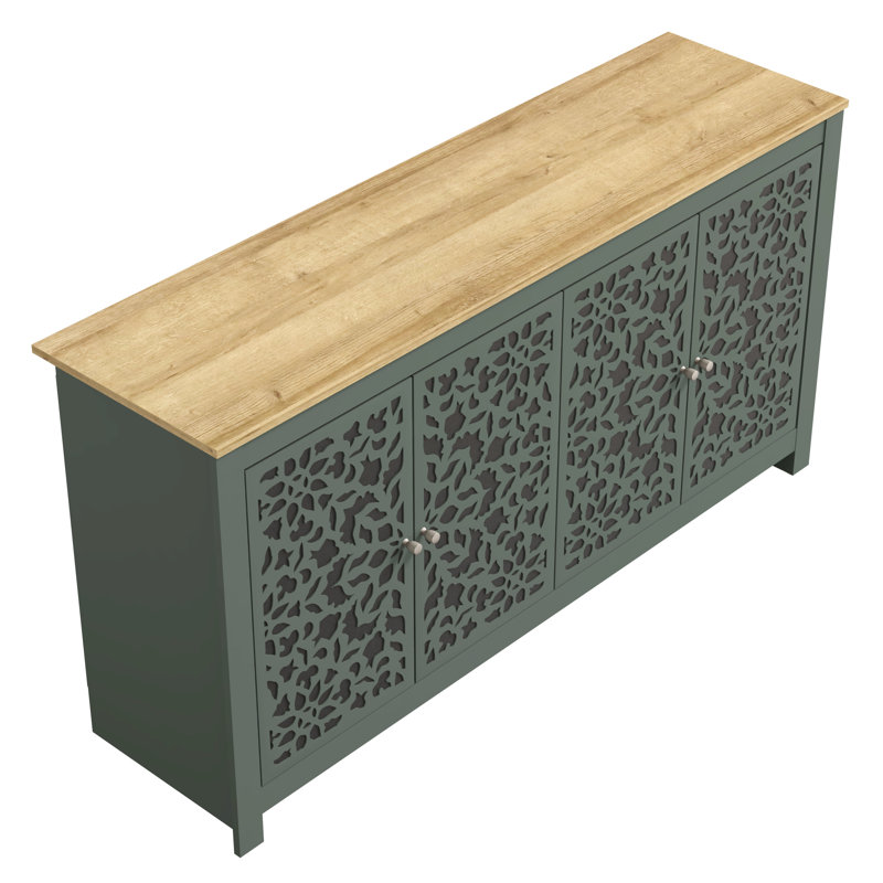  Arrastia Transitional Coordinated Dining Storage Sideboard Set Of 2, Kale Green/Reviera Eichi