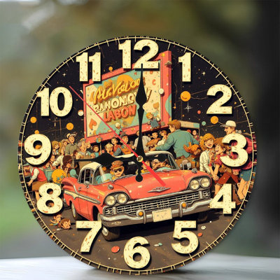 Vintage Car Clock Wall Art Retro Classic Decor