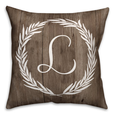  Wreath Initial Throw Pillow