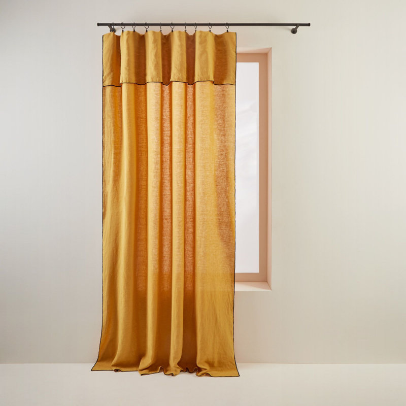 Carlina Linen Curtain Single Panel, Width 350 x Drop 280cm, Orange