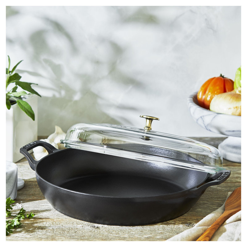 Cast Iron 3.59-qt Braiser with Glass Lid, Matte Black