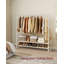 Clothes Rail, Clothes Rack With 2 Shelves, 6 S-Shaped Hooks, Steel Frame, For Bedroom-1777085734