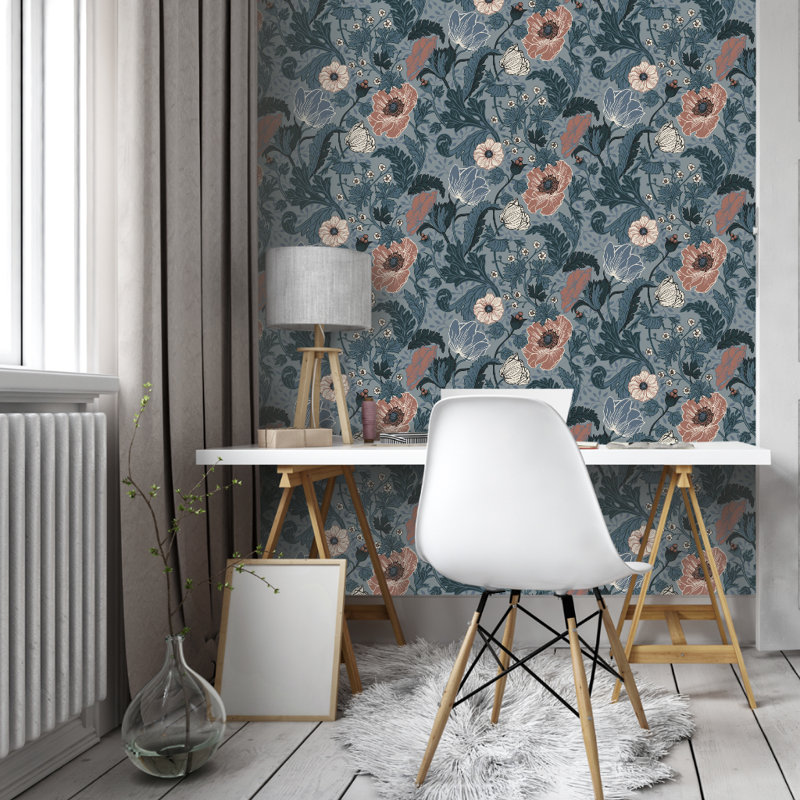 Bryanna 10.05m x 53cm Matte Wallpaper Roll, Blue
