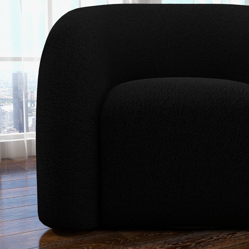 Fauteuil demi-tonneau pivotant rembourré Coyle, Polyester noir, 1