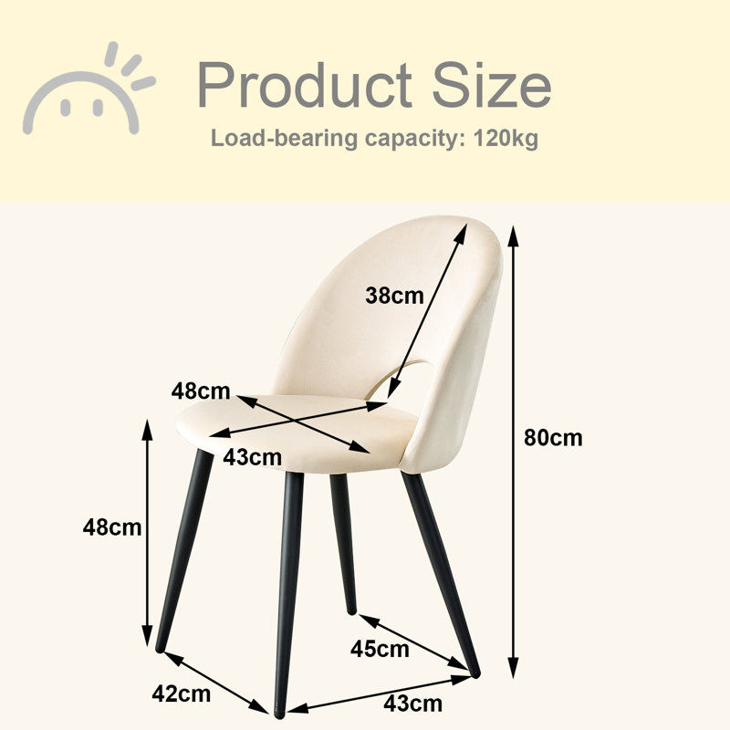 48cm H Upholstered Metal Side Chair, Beige