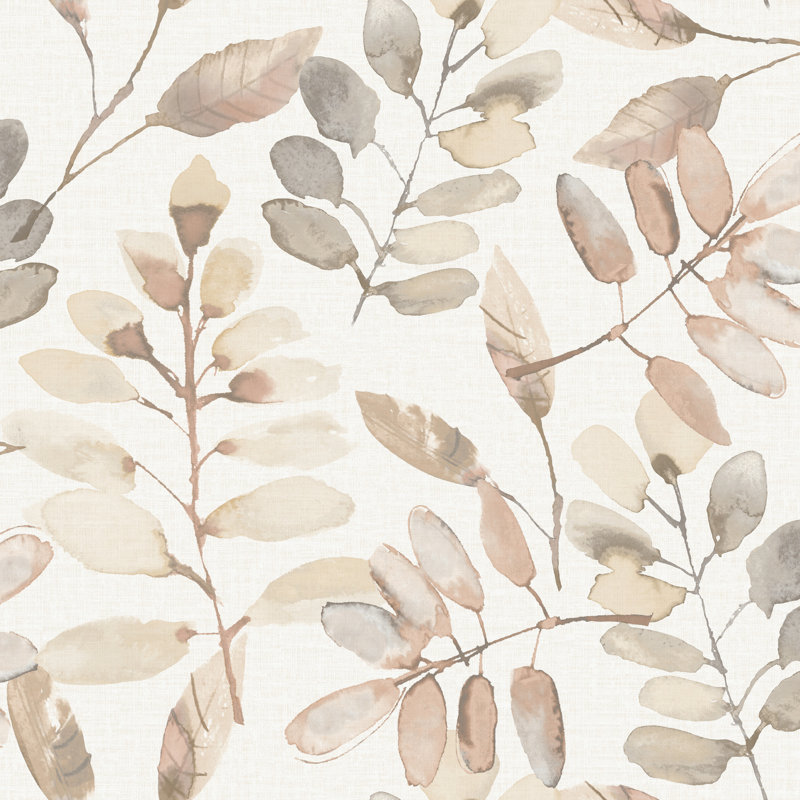 Papier peint Pinnate Salmon Leaves, Rose