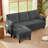 Corduroy Sectional Sofa with Storage Ottoman and Side Storage Pockets-2056815577-2056815572