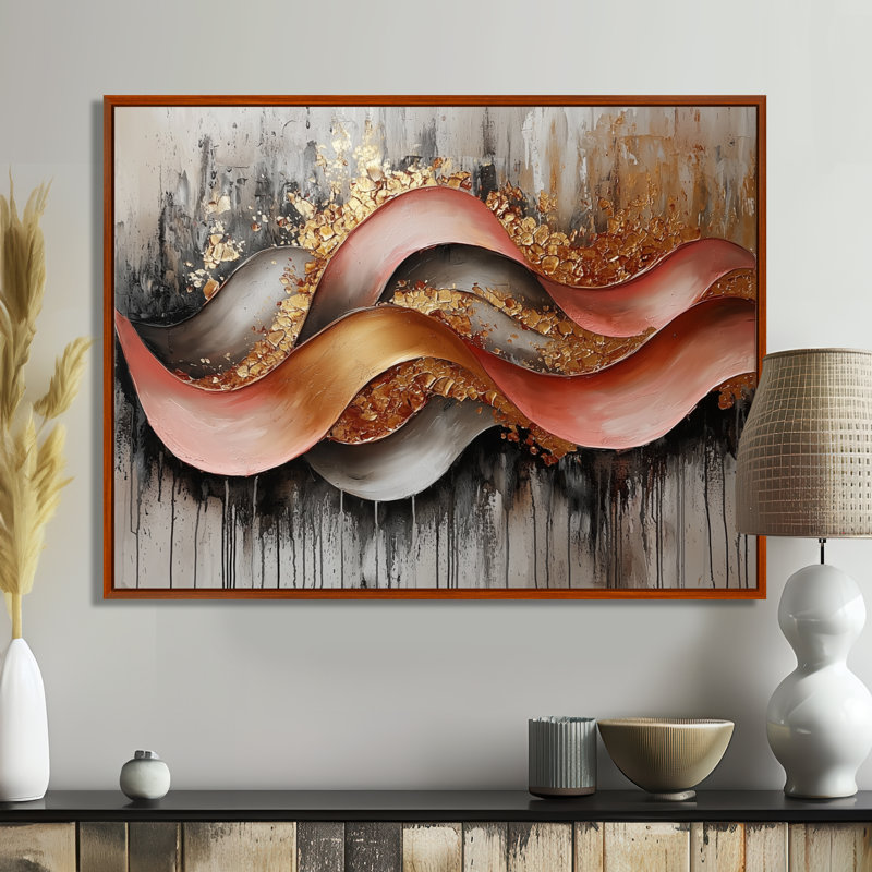 Offord - Abstract Wall Art, H 30 po x l 40 po, Brun, Impression encadrée flottante