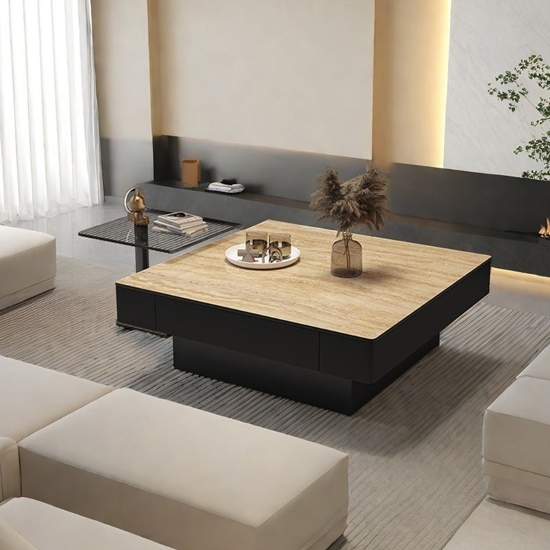 Table carrée moderne et luxueuse, H 13,8 po x L 27,6 po x l 27,6 po